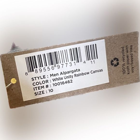 Toms Alpargata Men's White Unity Rainbow Canvas Shoes Size 10 New NWT - Picture 6 of 9